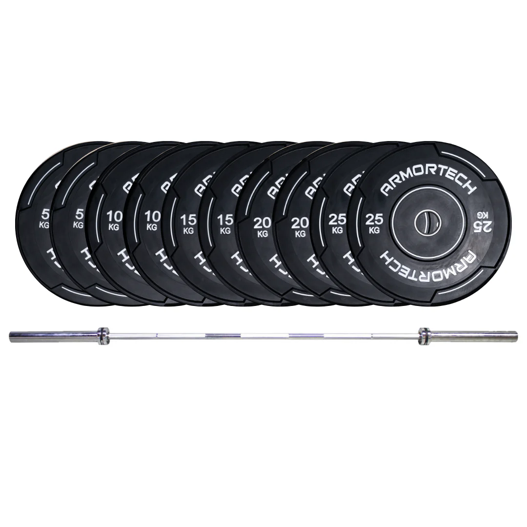 170KG V3 Black Bumper & Barbell Package